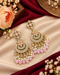 Regal Crescent Earrings with Pearl Drops