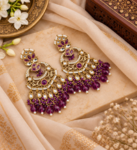 Grand Chandbali Statement Earrings with Bead Droplets