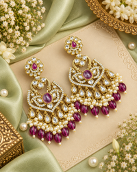 Statement Drop Earrings with Bead & Pearl Fringe