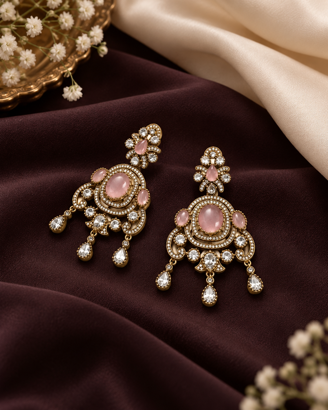Royal Tiara Kundan Drops