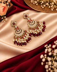 Regal Crescent Earrings with Pearl Drops