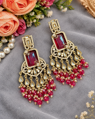 Pearl Fringe Statement Chandelier Earrings