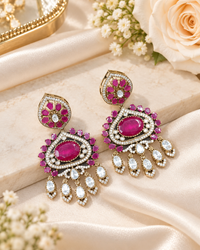 Ornate Floral & Medallion Dangle Earrings for Festive Wear