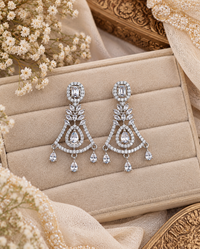 Geometric Chandelier American Diamond Drop Earrings