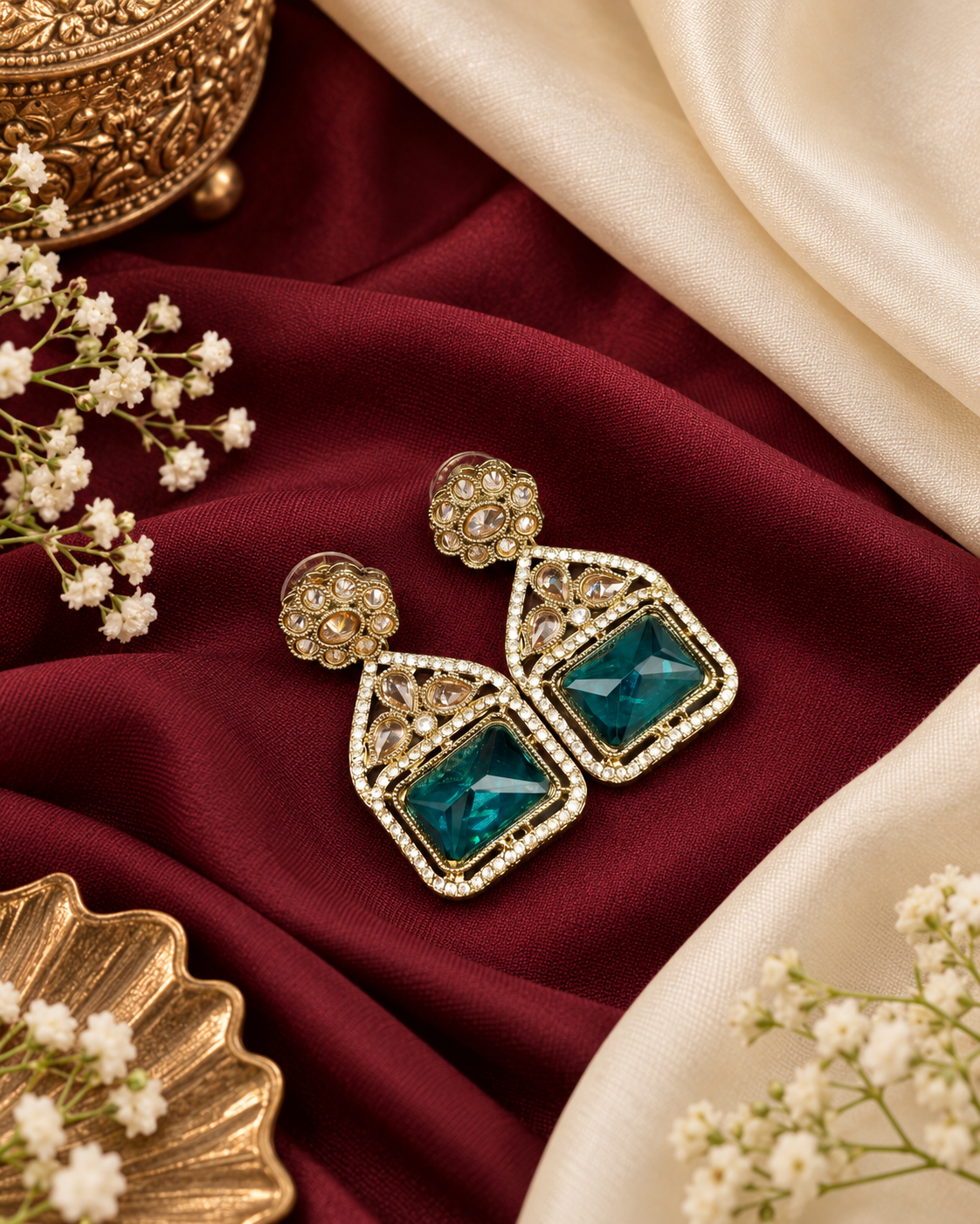 Geometric Crystal Statement Drop Earrings
