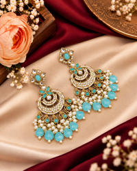 Regal Crescent Earrings with Pearl Drops