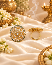 Ornate Multi-Tier Concentric Ring with Pearl Detail