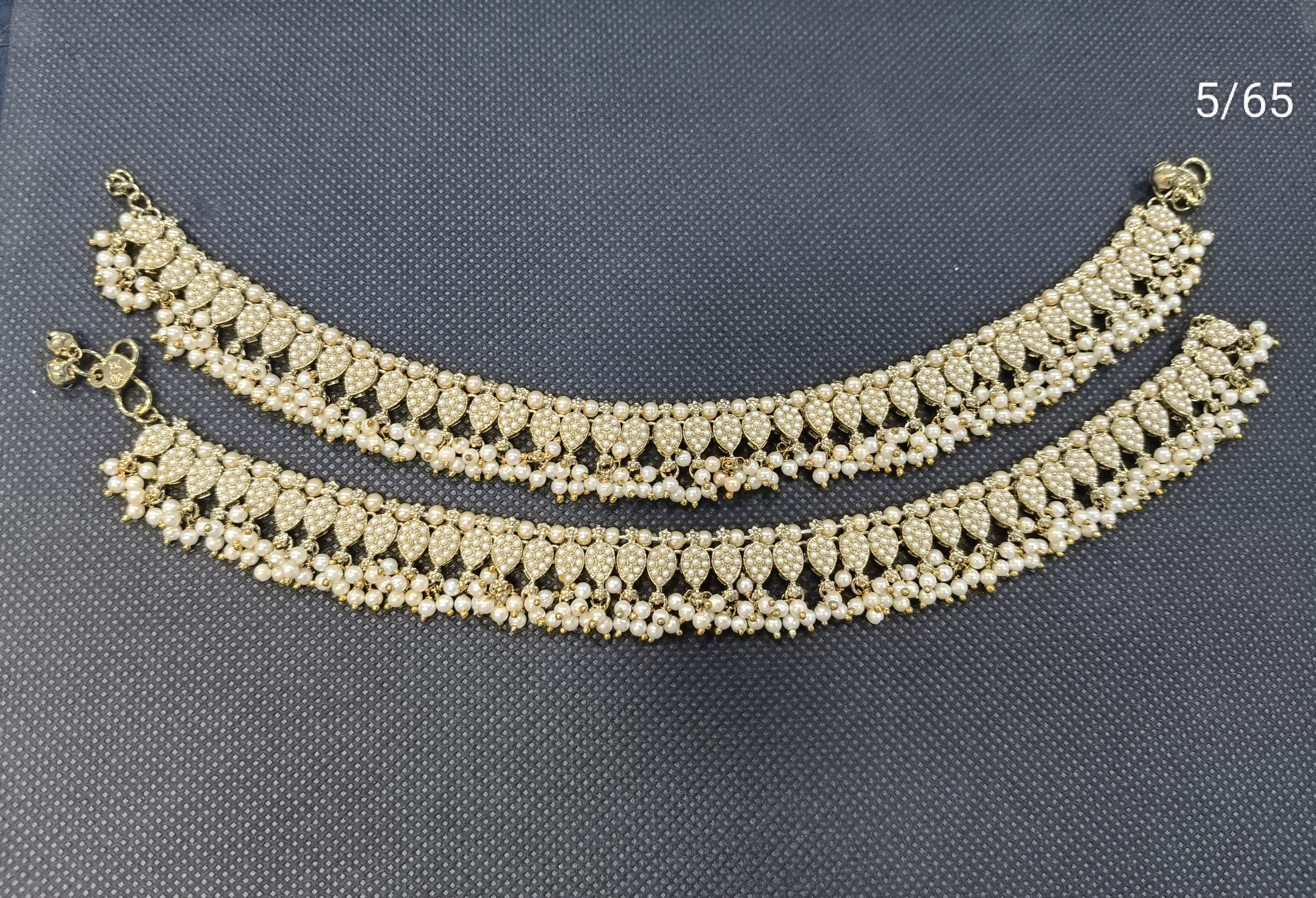 Elegant Golden Pearl Payal – Bridal & Festive Anklet Set