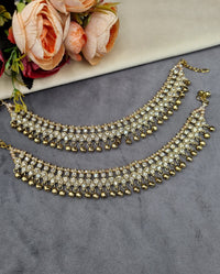 Ornate Crystal Stone Payal Pair with Ghungroo Charms