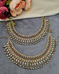 Ornate Crystal Stone Payal Pair with Ghungroo Charms
