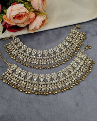 Ornate Crystal Stone Heavy Payal Pair with Ghungroo Charms