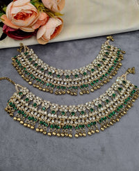 Ornate Crystal Stone Heavy Payal Pair with Ghungroo Charms