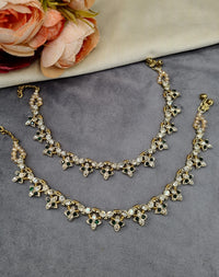 Floral Crystal Stone Delicate Payal Pair