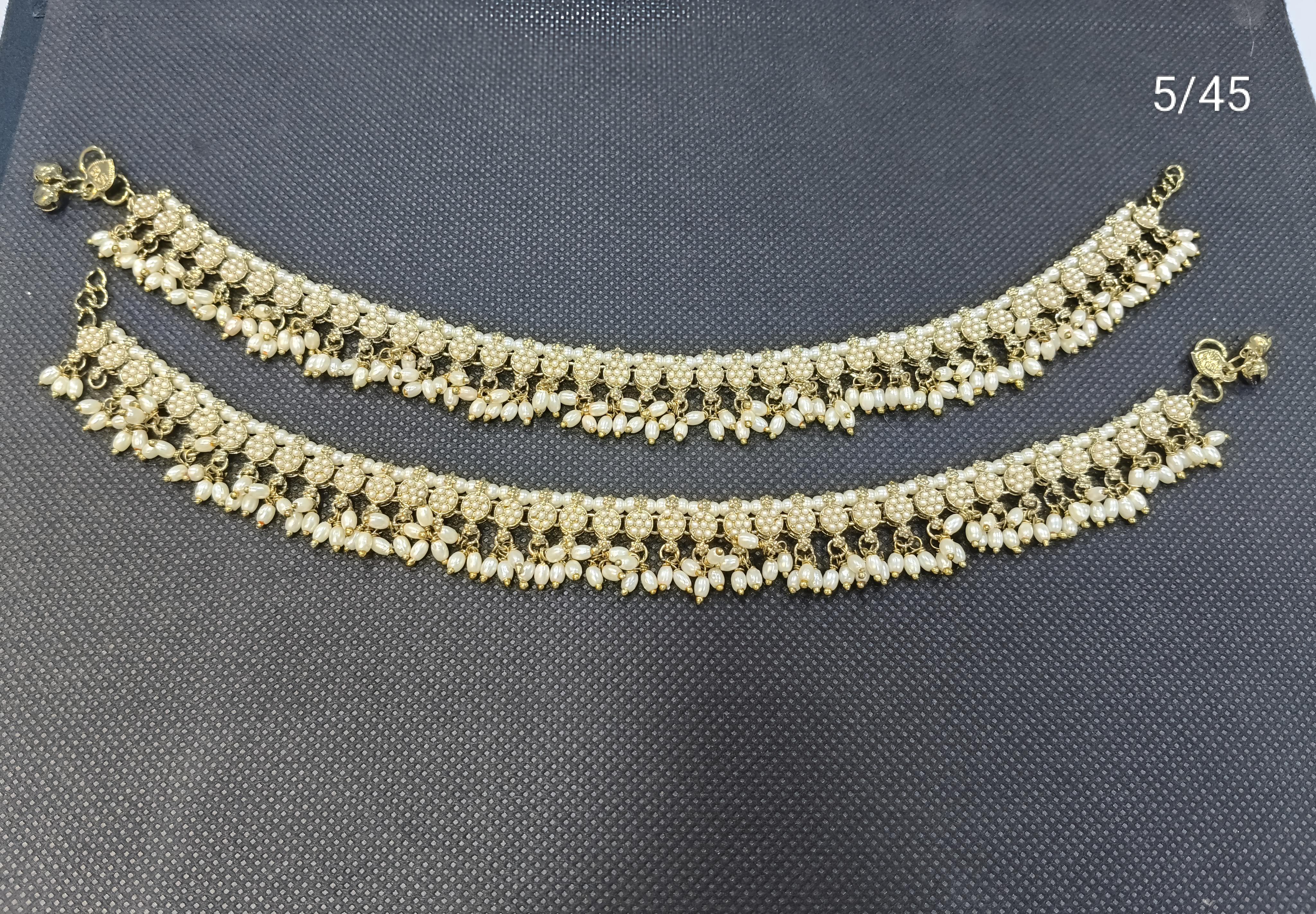 Traditional Pearl Drop Anklet Set – Premium Finish