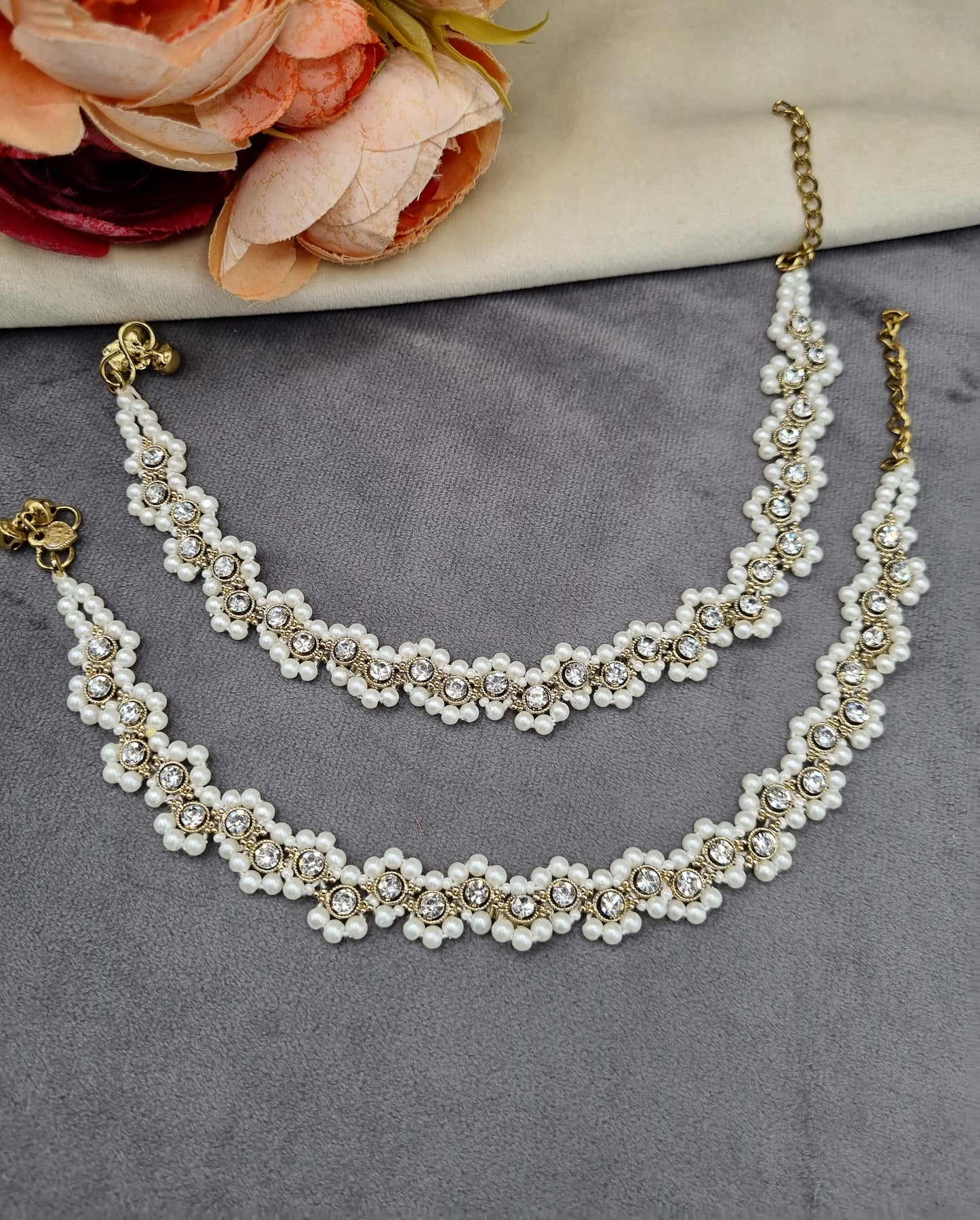 Handcrafted Crystal Beaded Payal Set