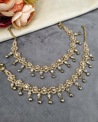 Crystal Cluster Anklet Pair with Ghungroo Drops