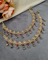 Crystal Cluster Anklet Pair with Ghungroo Drops