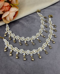 Crystal Cluster Anklet Pair with Ghungroo Drops