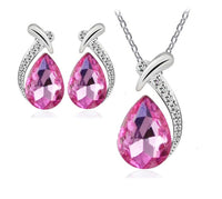 Elegant Teardrop Pendant Jewellery Set with Matching Earrings For Woman & Girls