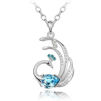 Silver Plated Peacock Pendant With chain Jewelry For Woman & Girls