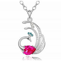 Silver Plated Peacock Pendant With chain Jewelry For Woman & Girls