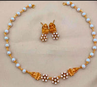 Temple Lakshmi Pearl Necklace Set