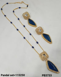 Crystal Gold Plated Kundan Pendant Set