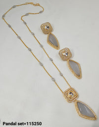 Crystal Gold Plated Kundan Pendant Set