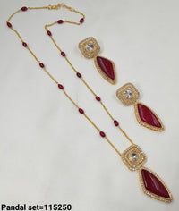 Crystal Gold Plated Kundan Pendant Set