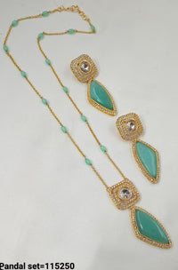 Crystal Gold Plated Kundan Pendant Set
