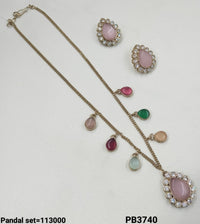 Antique Gold Plated Crystal Pendant Set