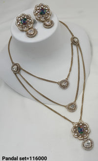 Antique Gold Plated Kundan Pendant Set