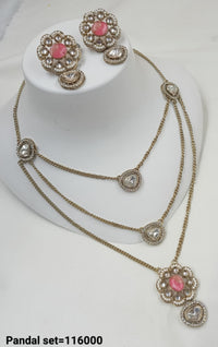 Antique Gold Plated Kundan Pendant Set