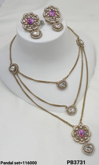 Antique Gold Plated Kundan Pendant Set