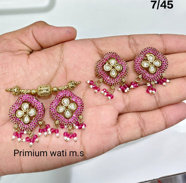 Traditional CZ Mangalsutra Pendant and Earrings Set with Beaded Detailing – Lucentemarket
