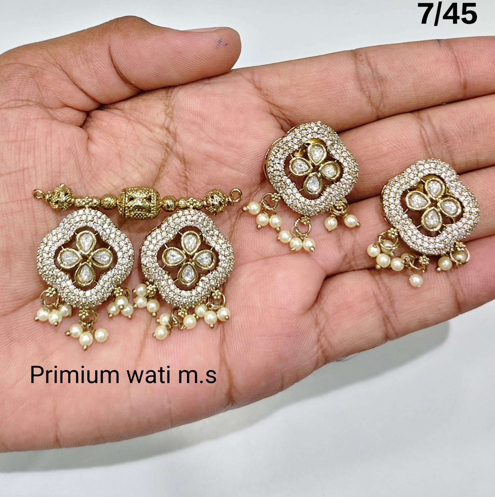 Traditional CZ Mangalsutra Pendant and Earrings Set with Beaded Detailing – Lucentemarket