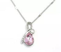 Elegant Anniversary Teardrop Pendant NecklaceSilver Tone Twisted Bail with Sparkling Accents