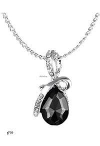Elegant Anniversary Teardrop Pendant NecklaceSilver Tone Twisted Bail with Sparkling Accents