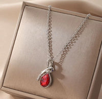 Elegant Anniversary Teardrop Pendant NecklaceSilver Tone Twisted Bail with Sparkling Accents