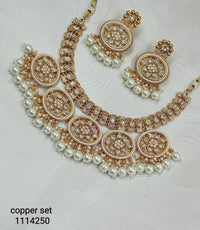 Elegant Traditional Necklace and Earring Set with Pearl Detailing