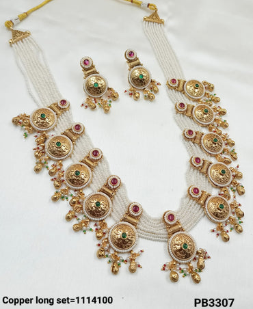 Elegant Rajwadi Long Necklace Set – Traditional Craftsmanship with Intricate Detailing