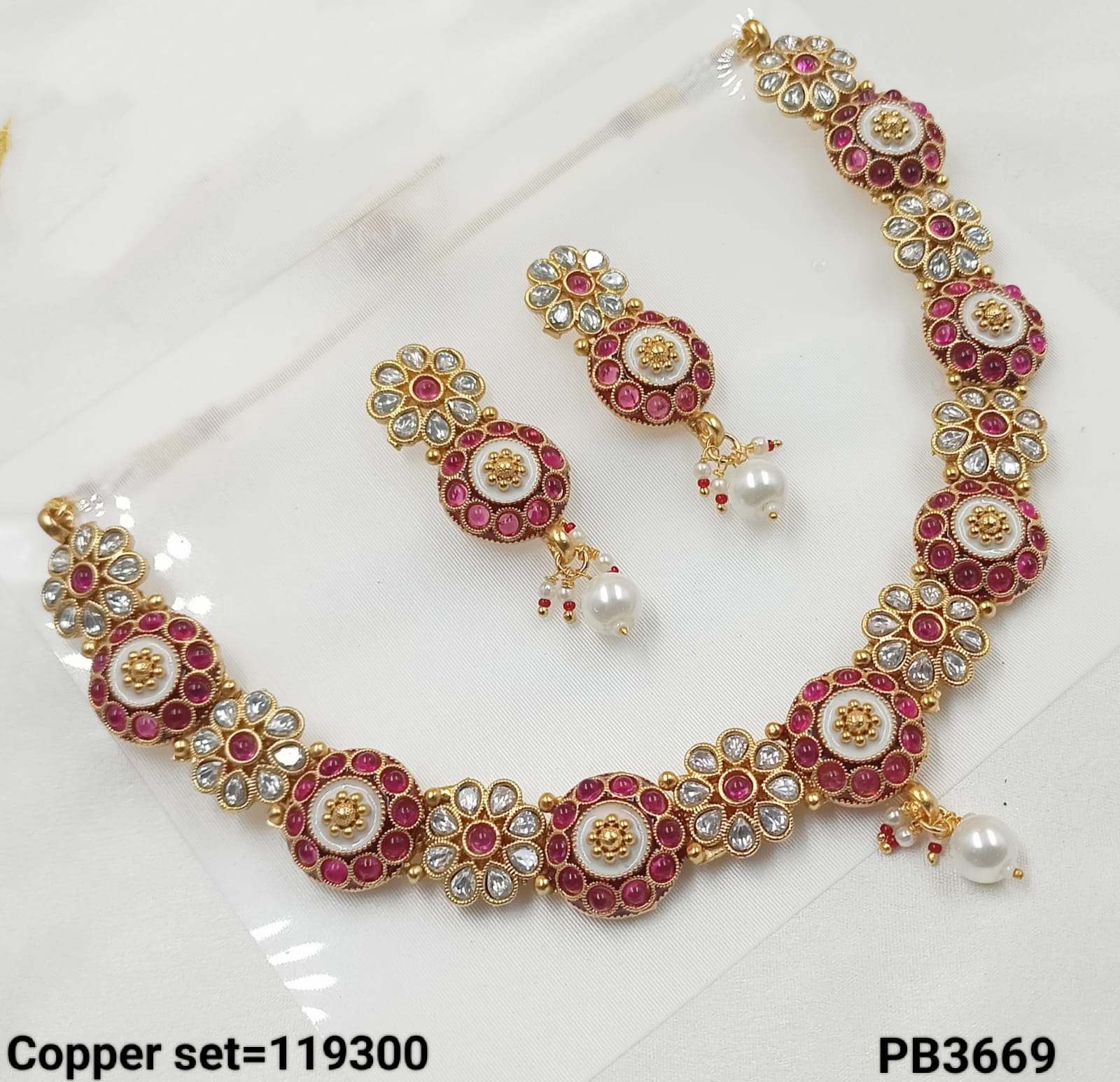 Copper Gold Polish Fancy Necklace Set