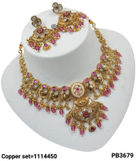 Traditional Gold Polish Copper Necklace Set