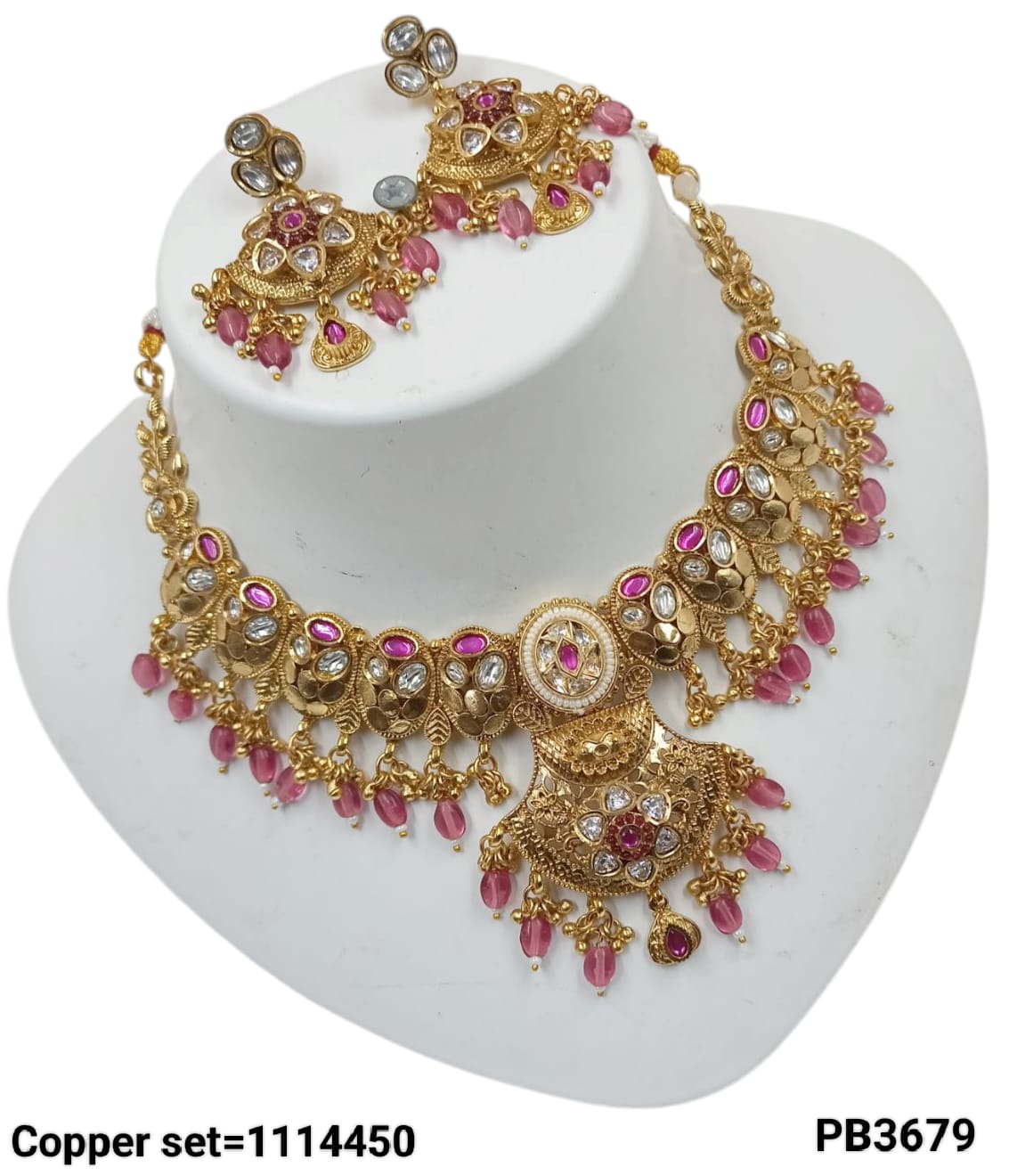 Traditional Gold Polish Copper Necklace Set