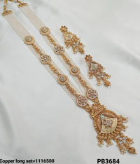 Copper Long Gold Polish Fancy Necklace Set