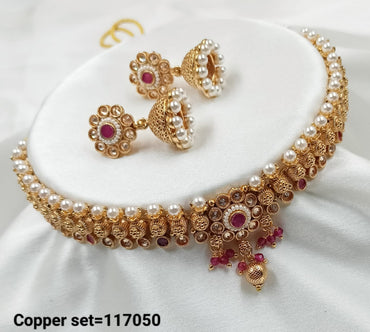 Copper Gold Polish Traditional Necklace Set