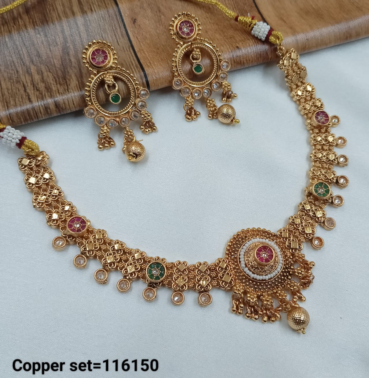 Traditional Gold Polish Copper Necklace Set