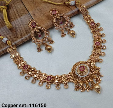 Traditional Gold Polish Copper Necklace Set