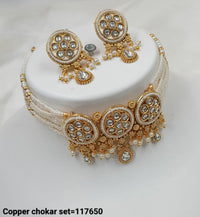 Copper Gold Polish Choker Necklace Set