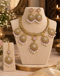 Floral Medallion Necklace Set with Tikka